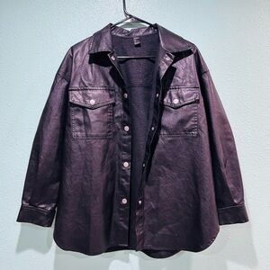 SHEIN Chocolate Brown Shirt Jacket